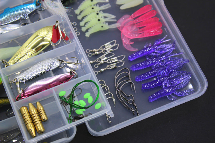 100-Piece Sequined Soft Fishing Lure Set | High Carbon Steel Hooks | Tackle Box Included
