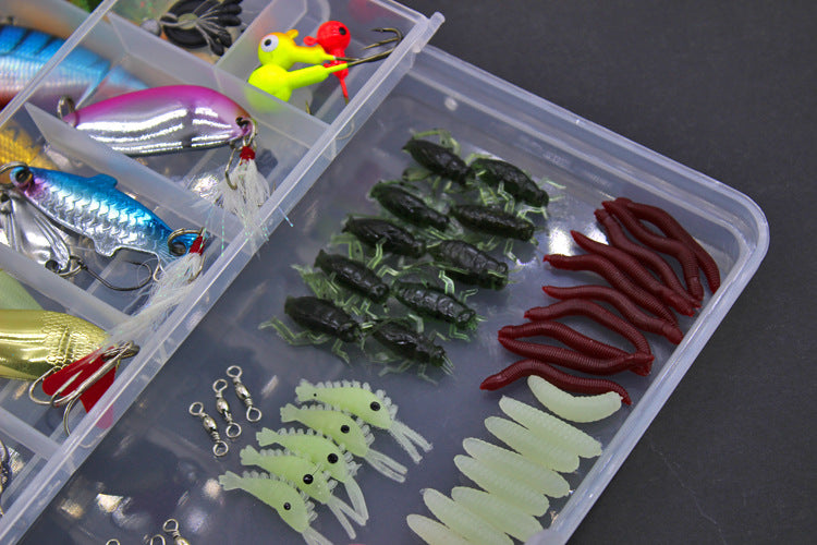 100-Piece Sequined Soft Fishing Lure Set | High Carbon Steel Hooks | Tackle Box Included