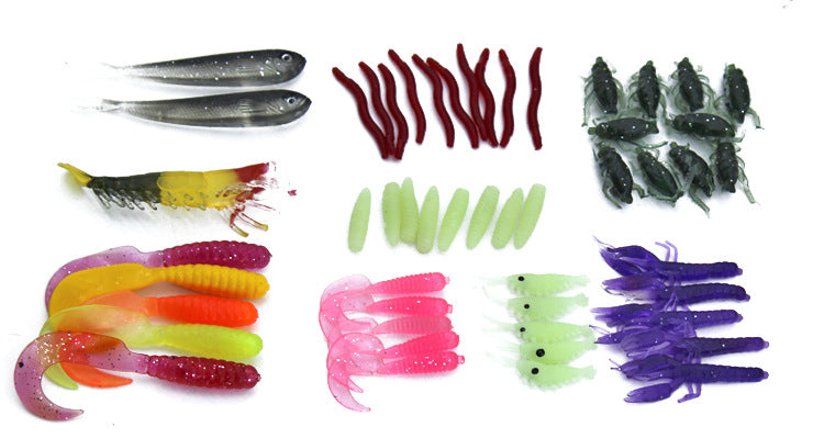 100-Piece Sequined Soft Fishing Lure Set | High Carbon Steel Hooks | Tackle Box Included