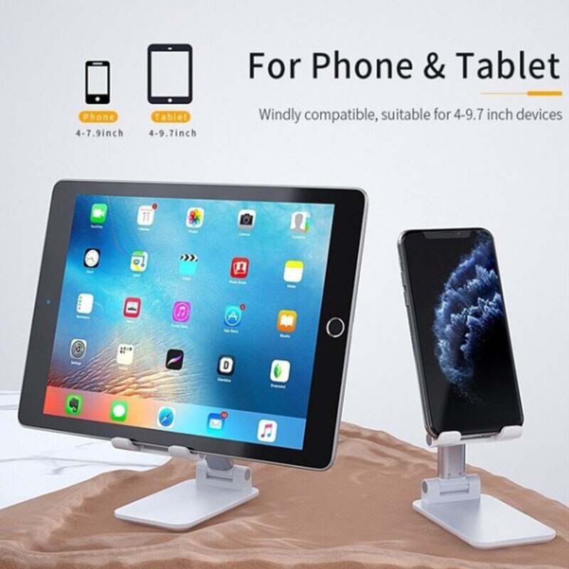Adjustable Aluminum Phone & Tablet Stand – Foldable Desktop Holder for iPhone & iPad