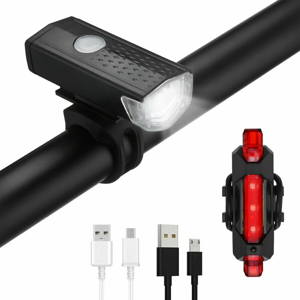 USB Rechargeable Bike Light Set | Front & Rear LED | IP65 Waterproof | 360° Visibility