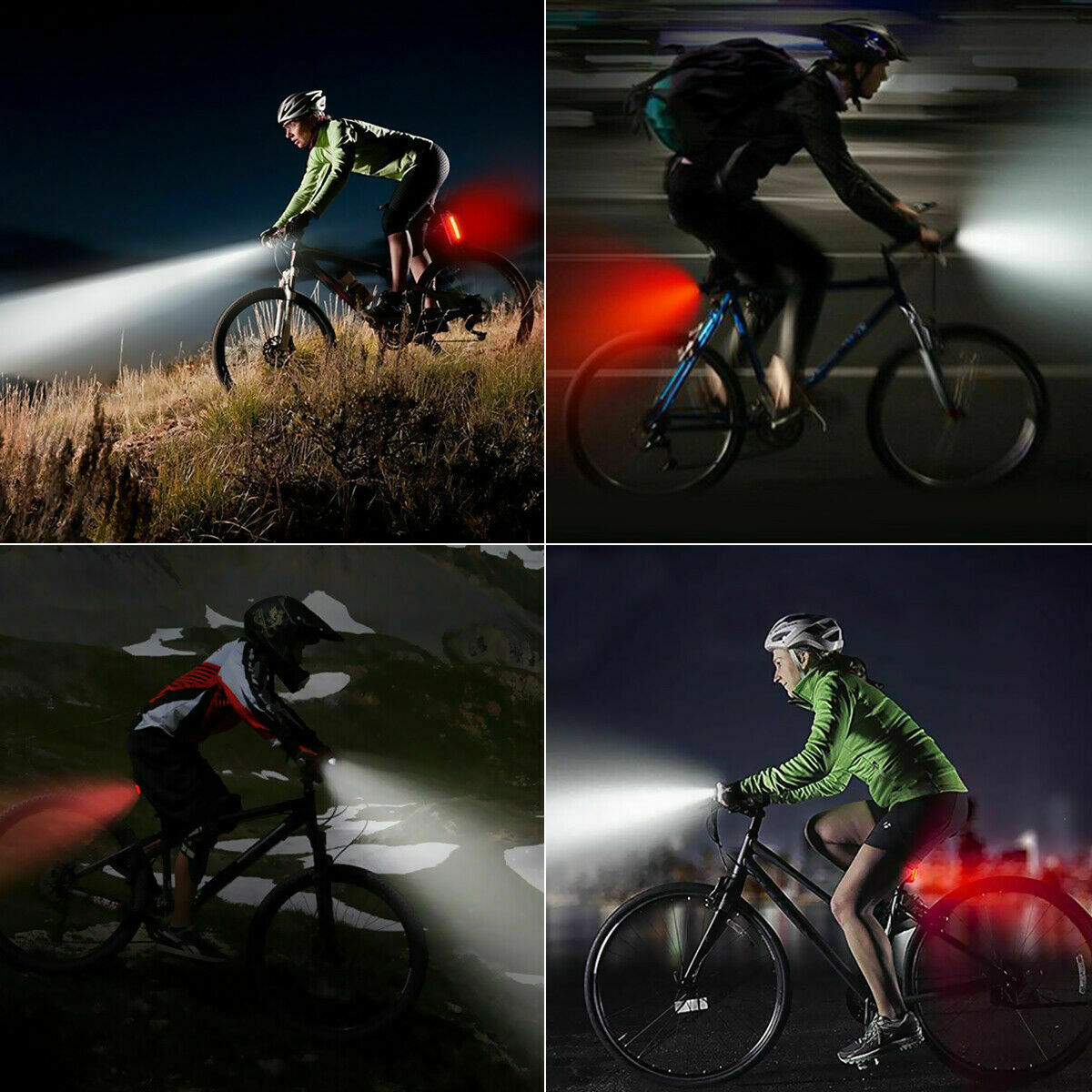 USB Rechargeable Bike Light Set | Front & Rear LED | IP65 Waterproof | 360° Visibility