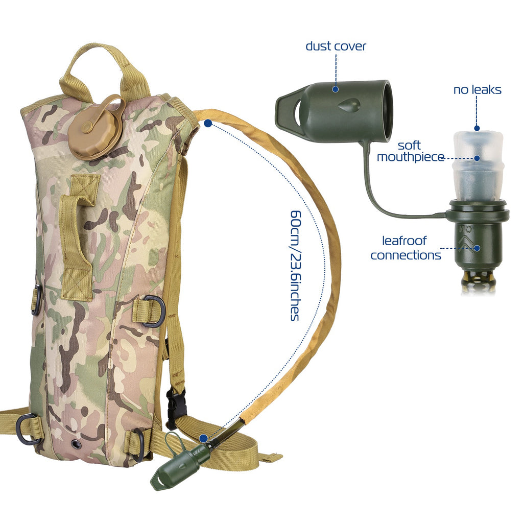 3L Tactical Hydration Backpack | Water Bladder Included | 600D Nylon | Hiking & Cycling
