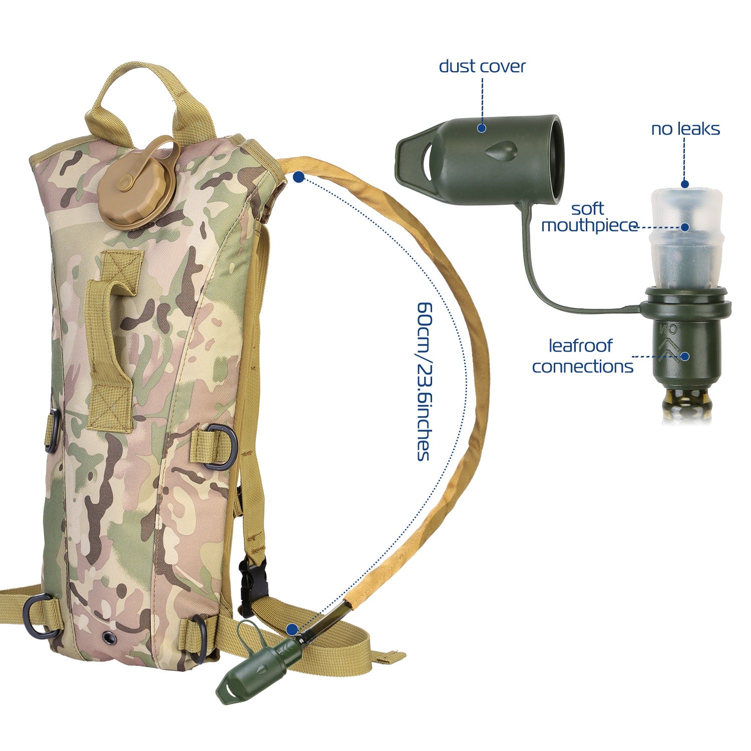 3L Tactical Hydration Backpack | Water Bladder Included | 600D Nylon | Hiking & Cycling