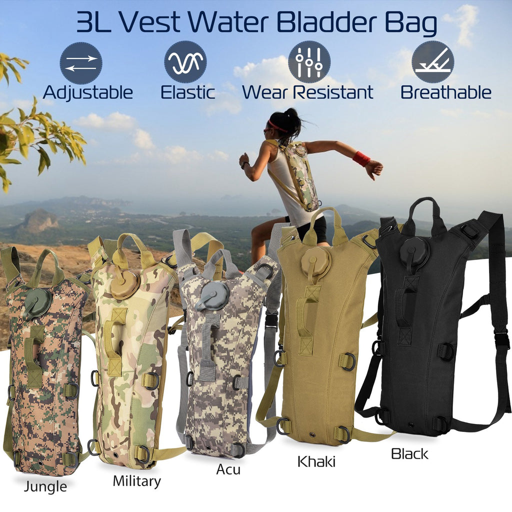 3L Tactical Hydration Backpack | Water Bladder Included | 600D Nylon | Hiking & Cycling