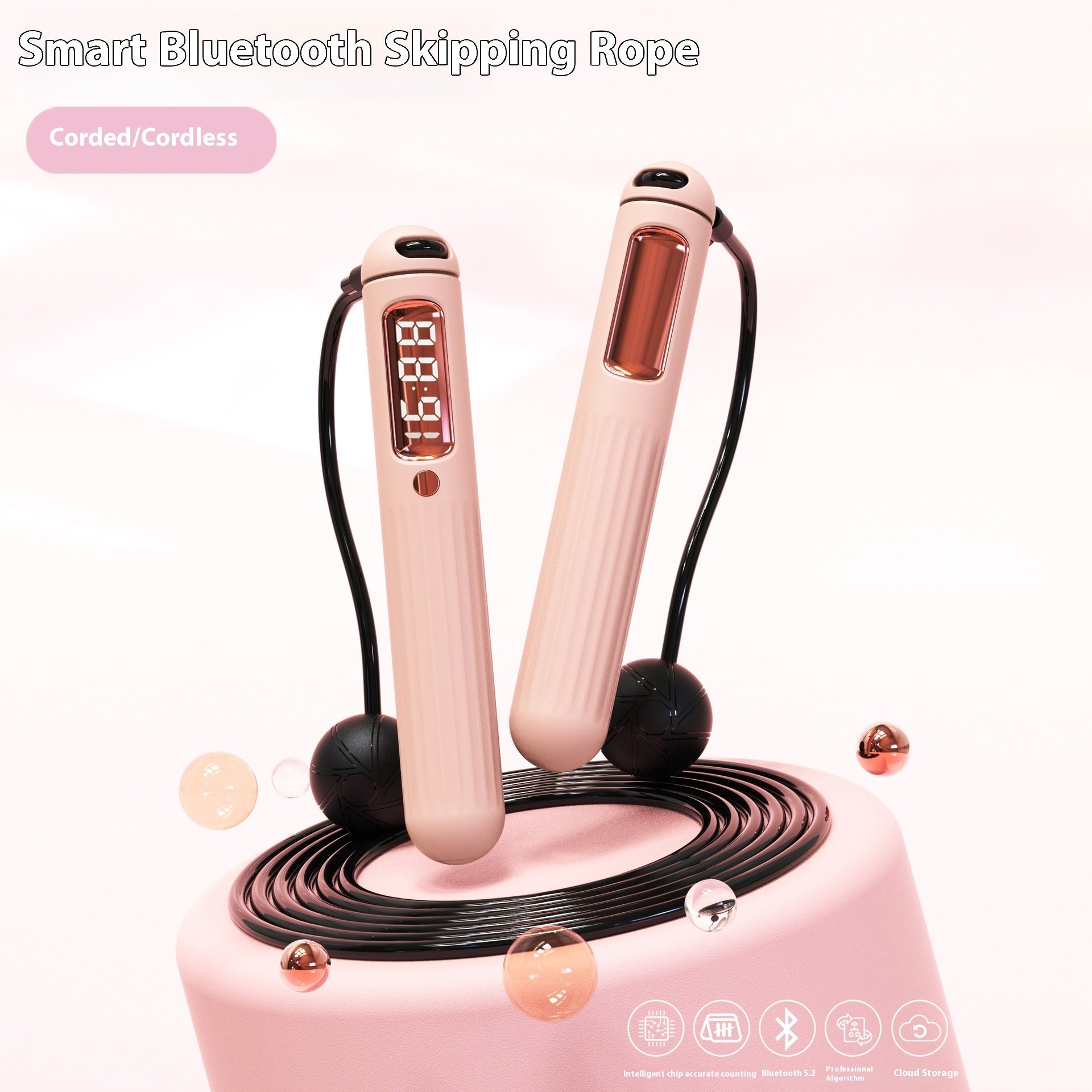 Smart Bluetooth Jump Rope with Digital Counter | Weighted Fitness Skipping Rope