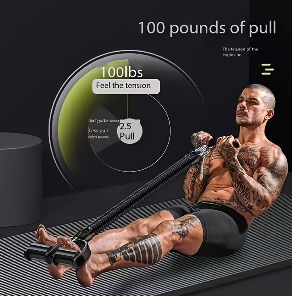 Resistance Band Set with Foot Pedals & Handles | 50lb & 100lb | Home Gym Stretching