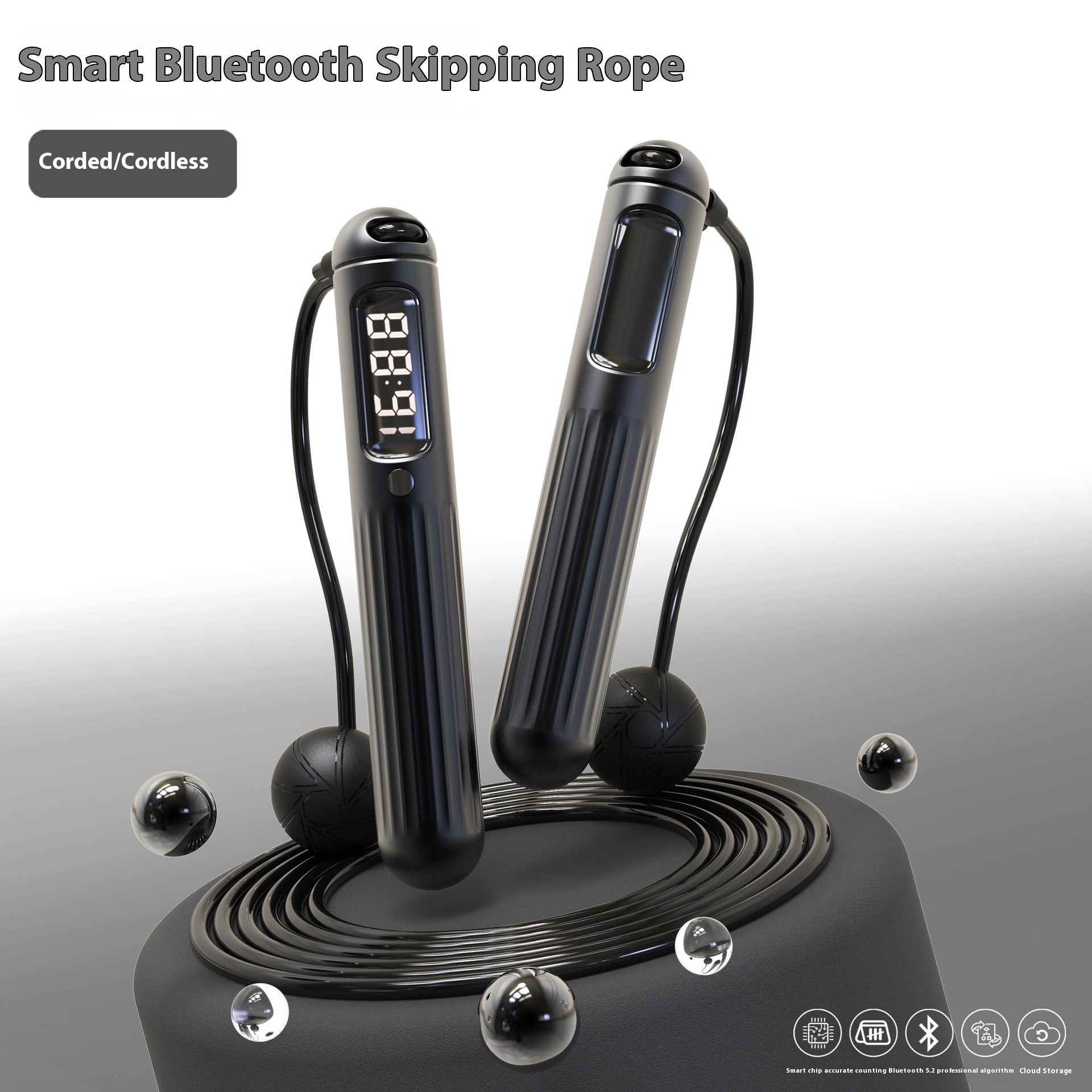Smart Bluetooth Jump Rope with Digital Counter | Weighted Fitness Skipping Rope