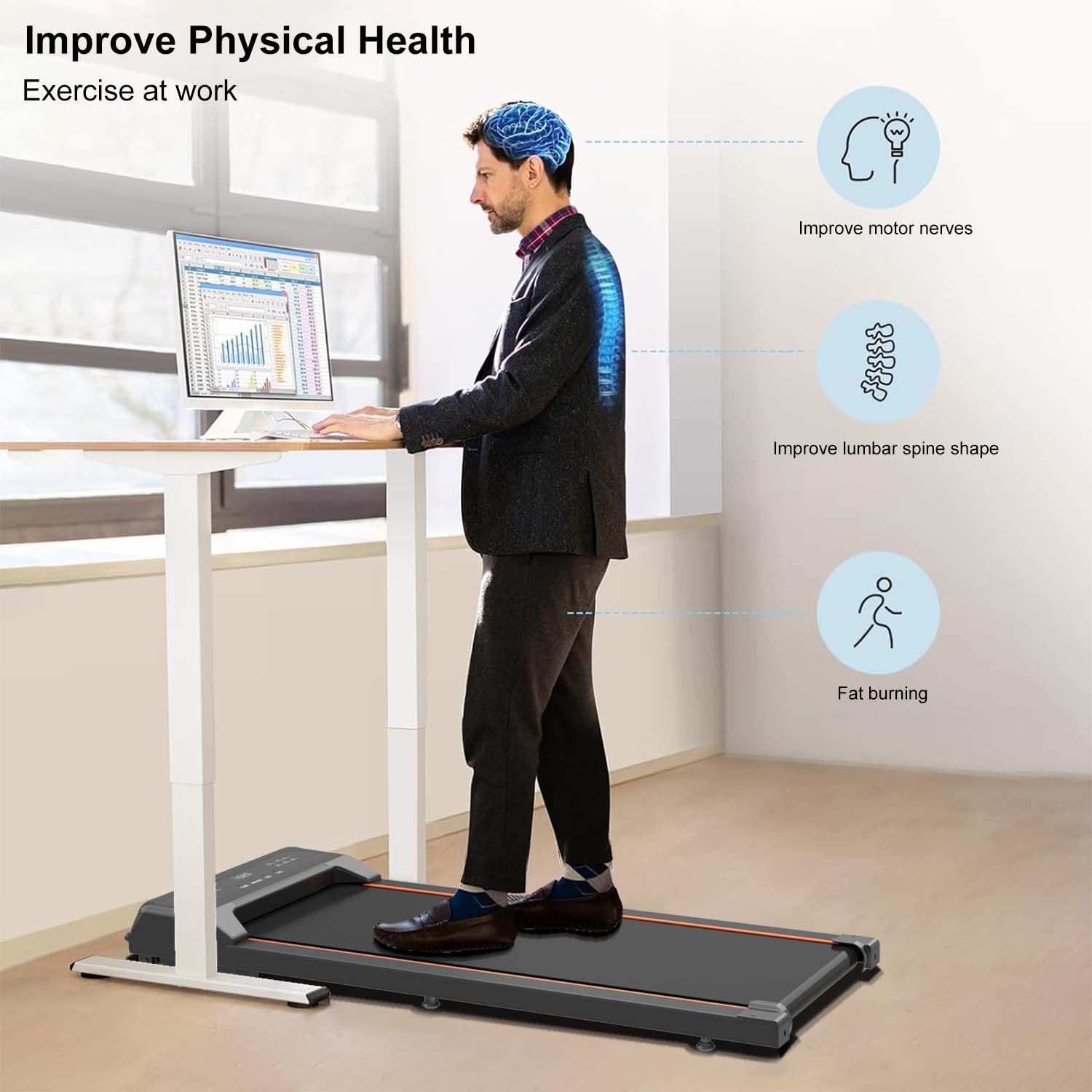 Walking Pad Under Desk Treadmill | 2.5HP | LED Display & Remote | 0.6–5 MPH | 245lb Capacity
