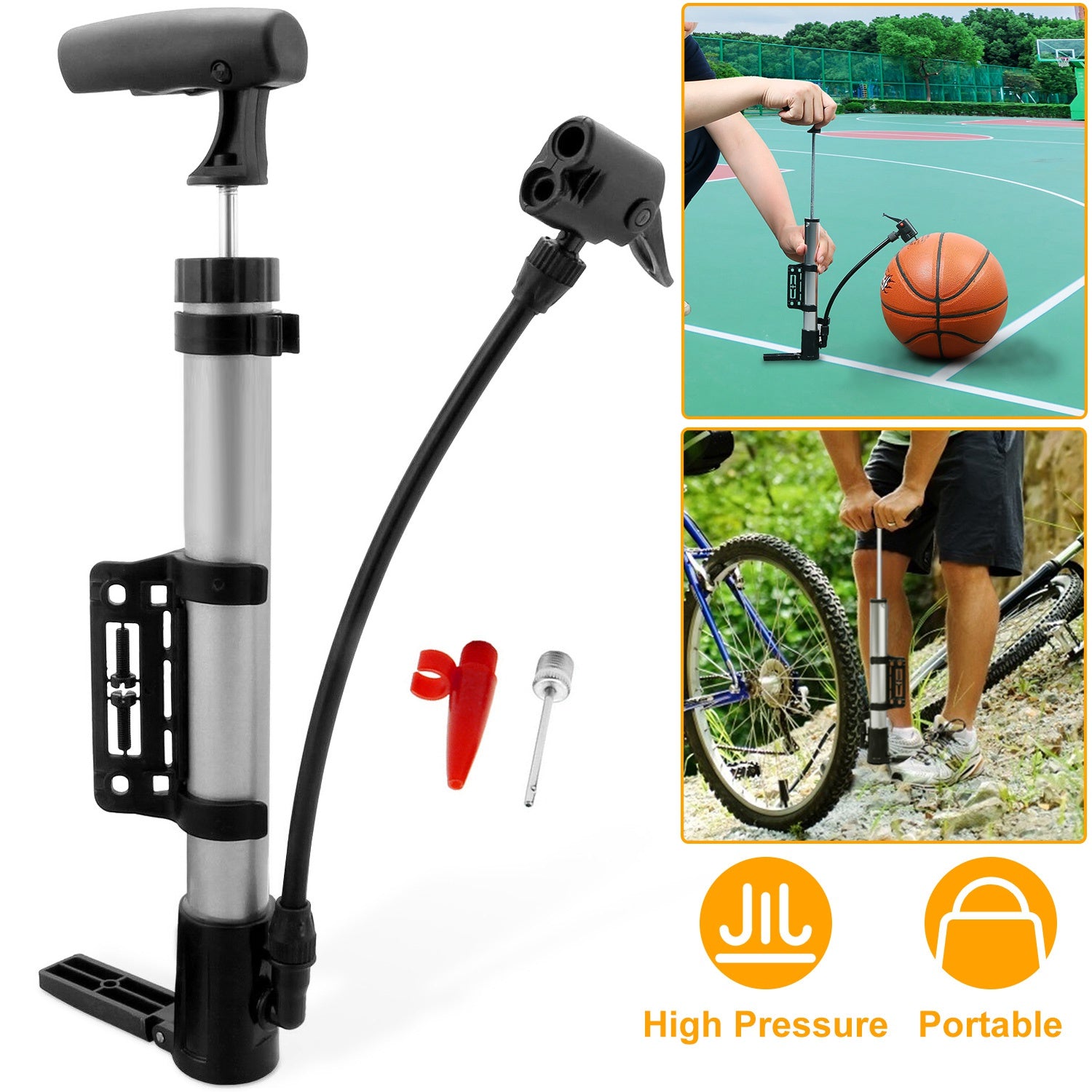 Mini Portable Bike Pump | 116 PSI | Aluminum Alloy | Frame Mount | Presta & Schrader