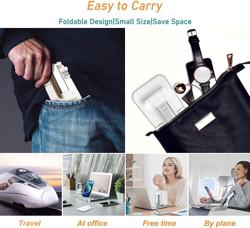 Foldable Phone & Tablet Stand – Aluminum Desktop Holder