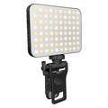 Rechargeable Clip-On Selfie Fill Light | 80 LEDs | 3 Modes | 10 Brightness Levels | 2000mAh