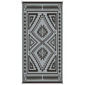 Reversible Outdoor Rug 9’ x 18’ | Waterproof Polypropylene | Black & Gray | Carry Bag Included