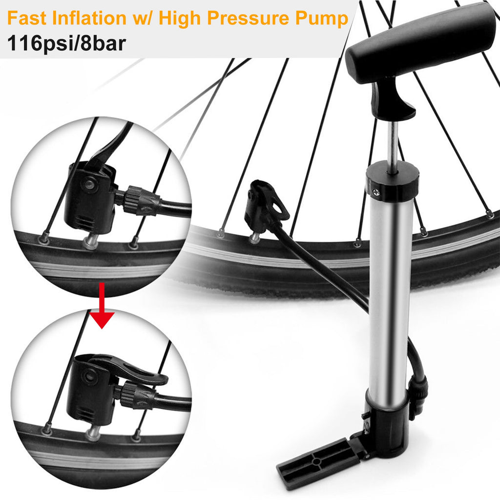 Mini Portable Bike Pump | 116 PSI | Aluminum Alloy | Frame Mount | Presta & Schrader