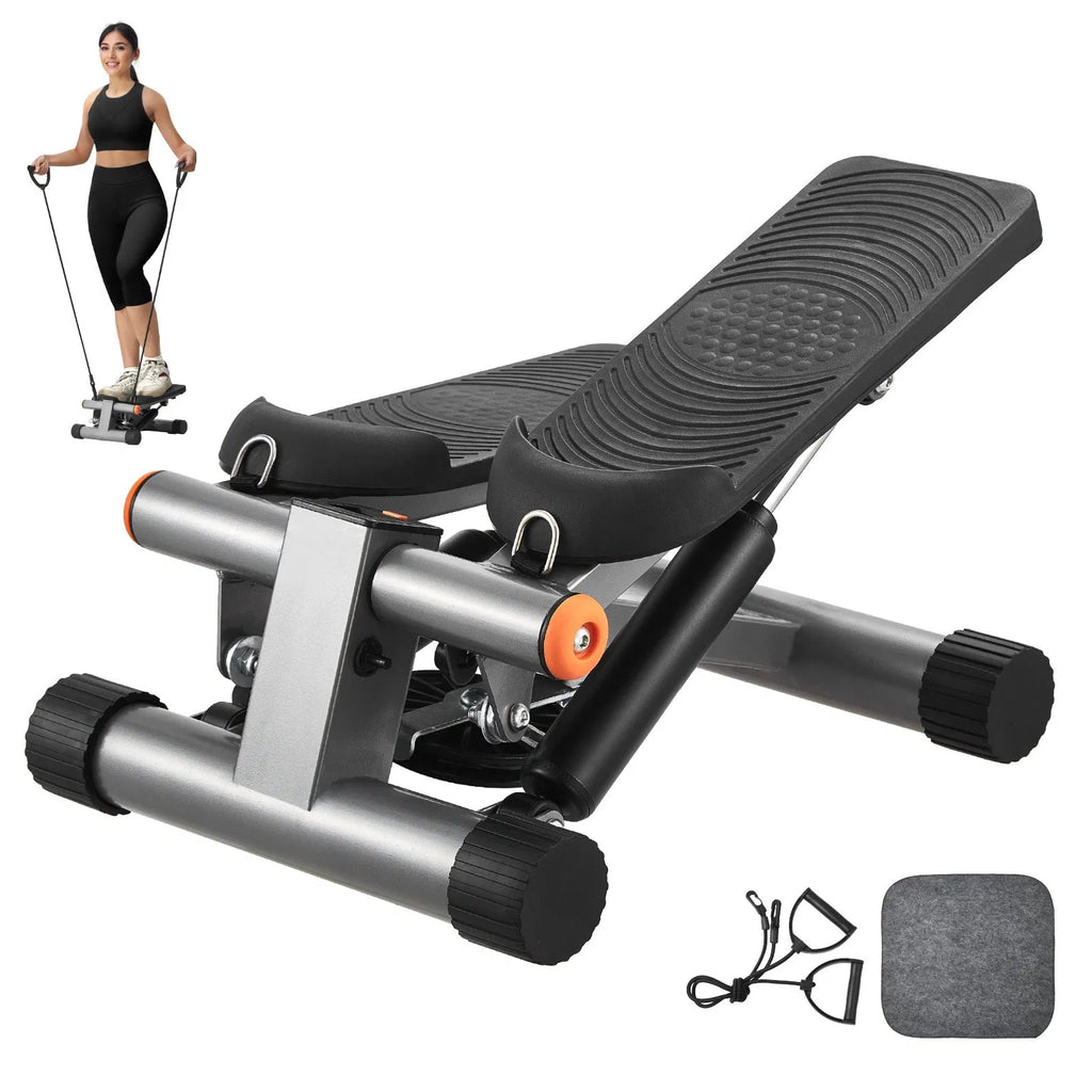 Hydraulic Mini Stair Stepper with Resistance Bands | LCD Display | 330lb Capacity | Home Gym