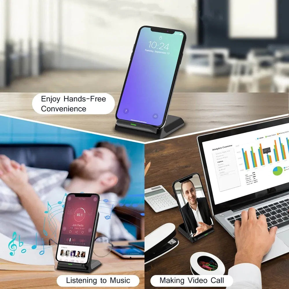 Qi Wireless Fast Charging Pad & Stand – Universal Dock for Samsung & Android