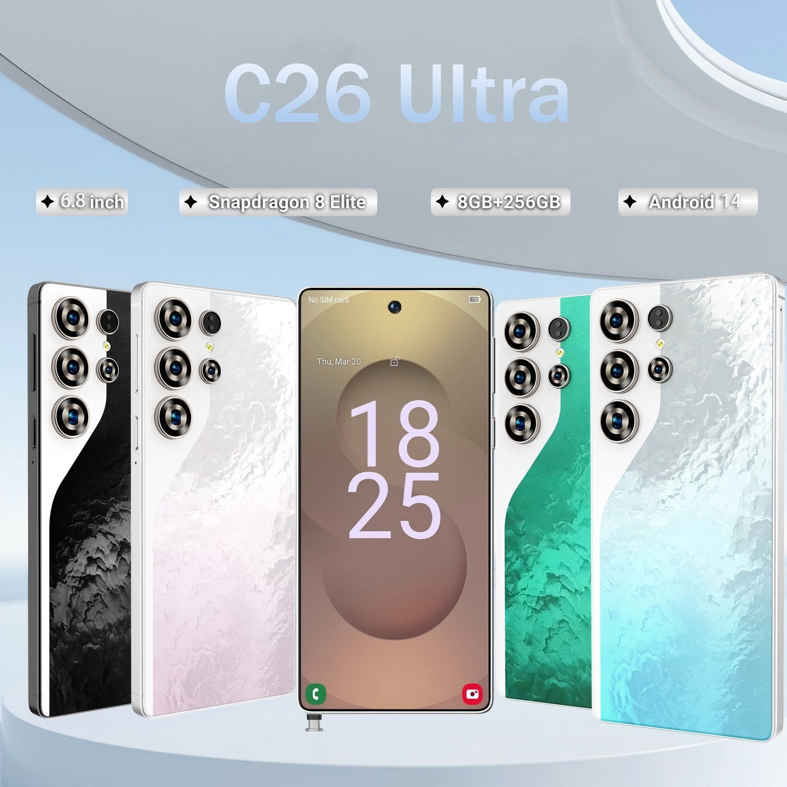 C26 Ultra 5G Unlocked Smartphone | 6.9" FHD | 8GB 256GB | Stylus | 8000mAh | Android 15
