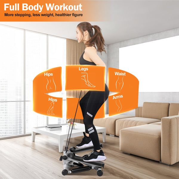 Mini Stair Stepper with Resistance Bands | LCD Display | 330lb Capacity | Home Gym