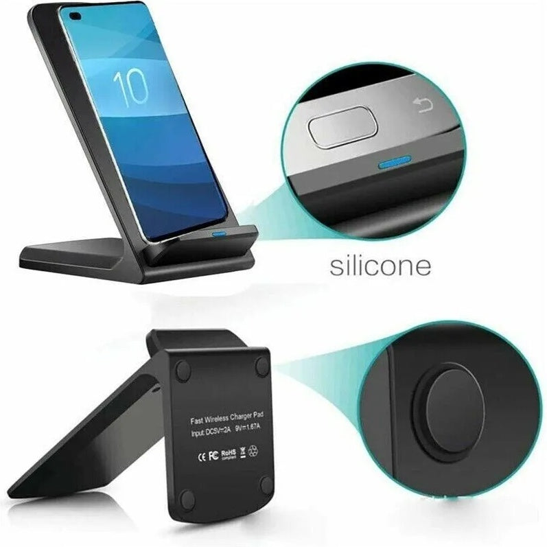 Qi Wireless Fast Charging Pad & Stand – Universal Dock for Samsung & Android