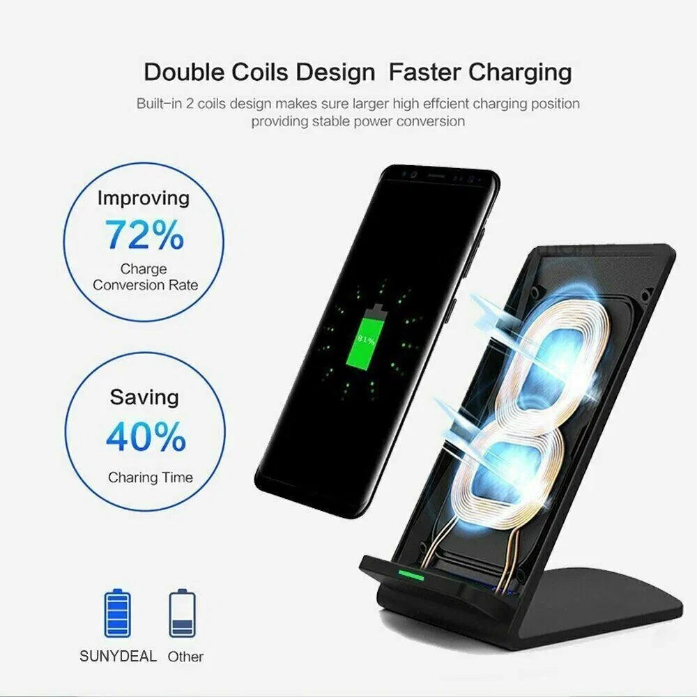 Qi Wireless Fast Charging Pad & Stand – Universal Dock for Samsung & Android
