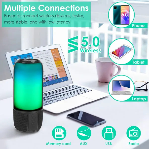 Portable Bluetooth Speaker – 360° Stereo Sound & Color-Changing Lights