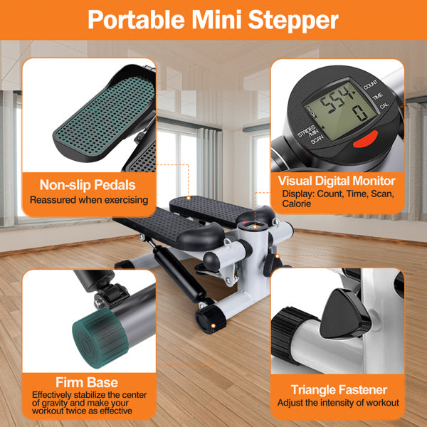 Mini Stair Stepper with Resistance Bands | LCD Display | 330lb Capacity | Home Gym