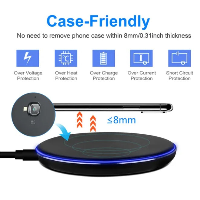 Ultra Slim Qi Wireless Charger – 5W Fast Charging Pad