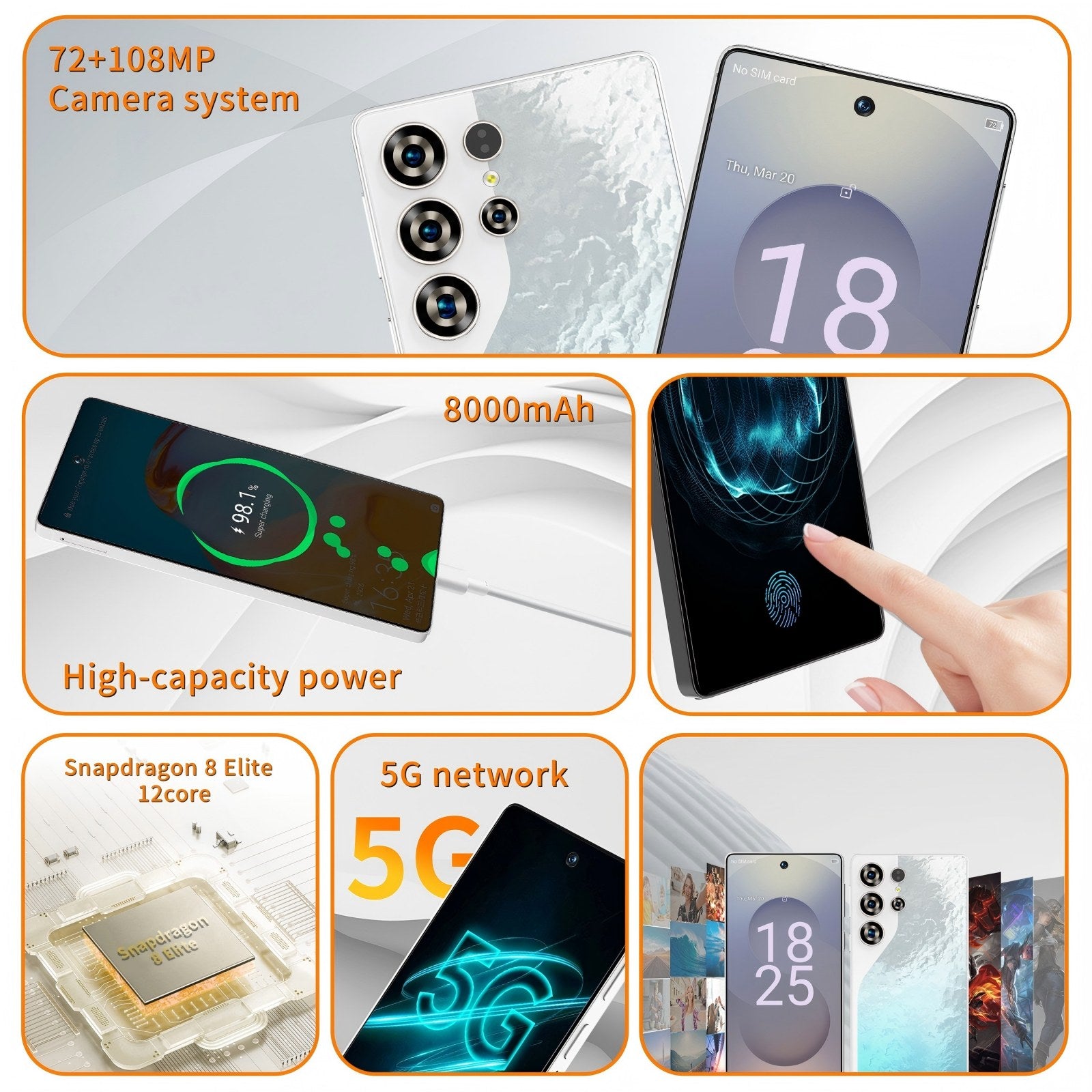 C26 Ultra 5G Unlocked Smartphone | 6.9" FHD | 8GB 256GB | Stylus | 8000mAh | Android 15