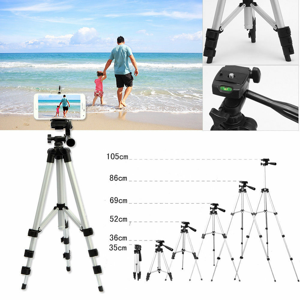 Portable Aluminum Tripod Stand with 360° Swivel Head & Phone Mount