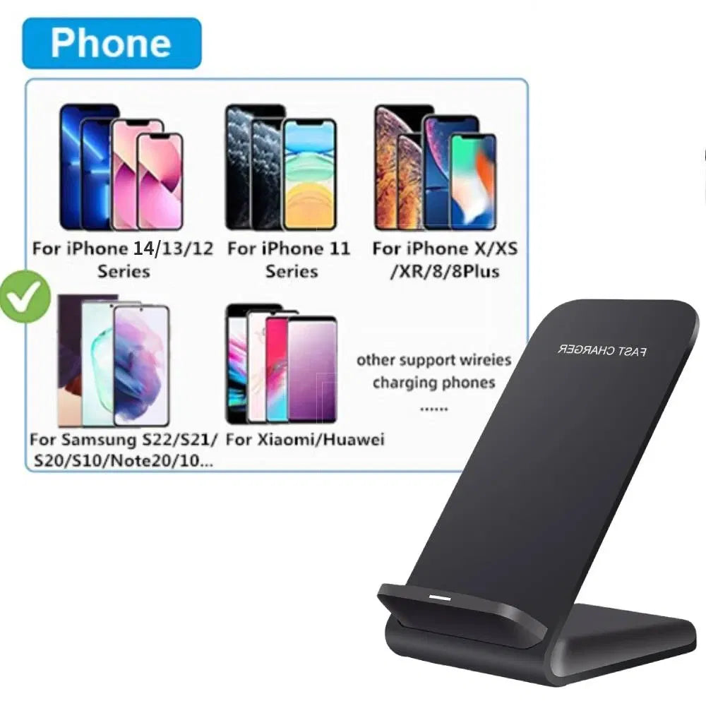 Qi Wireless Fast Charging Pad & Stand – Universal Dock for Samsung & Android