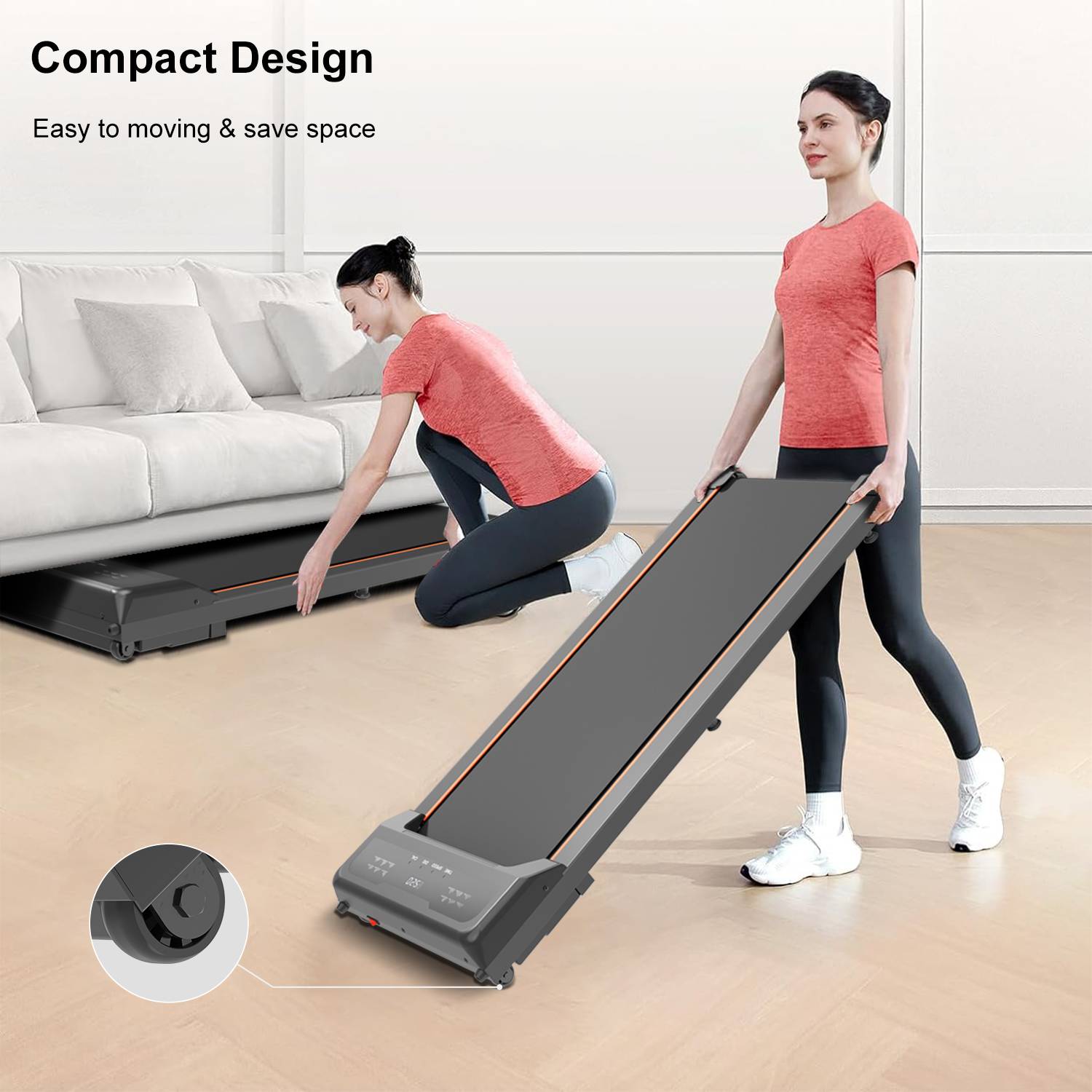Walking Pad Under Desk Treadmill | 2.5HP | LED Display & Remote | 0.6–5 MPH | 245lb Capacity