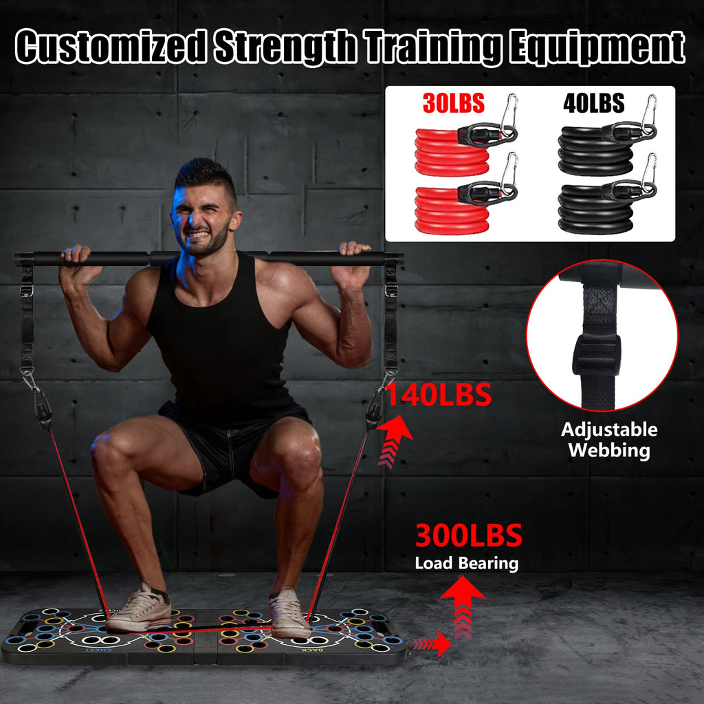 15-in-1 Push Up Board Home Gym Set | Pilates Bar, Resistance Bands, Ab Wheel & More