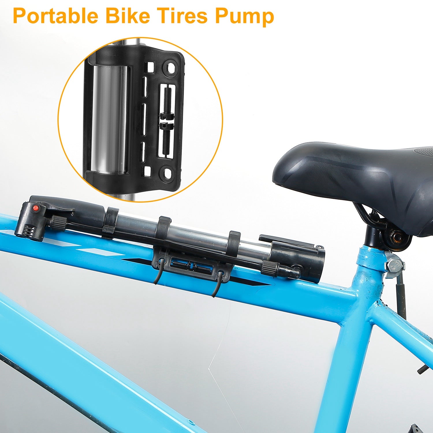 Mini Portable Bike Pump | 116 PSI | Aluminum Alloy | Frame Mount | Presta & Schrader